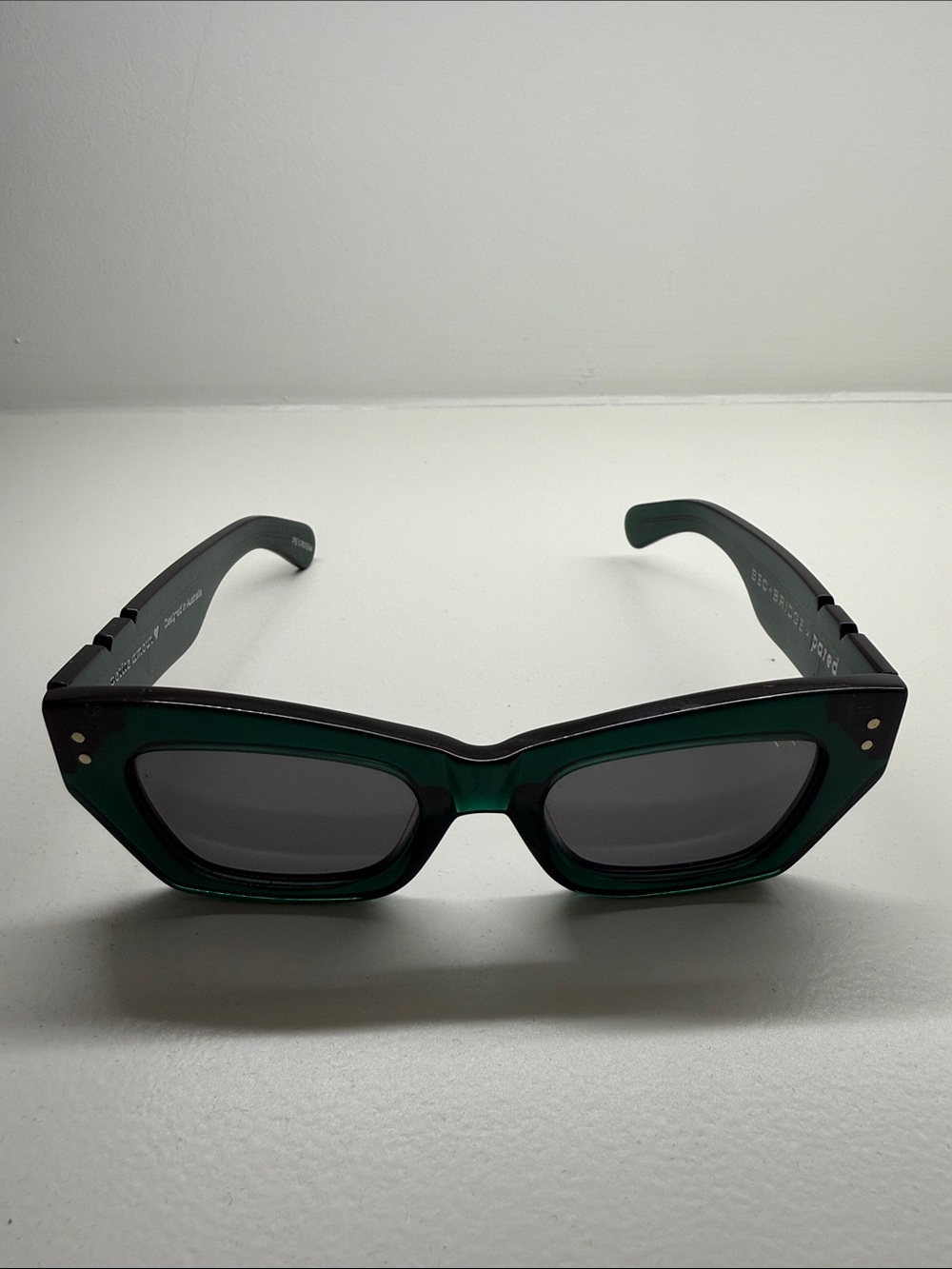 Bec & Bridge Dark Green Rectangular Women's Sunglasses